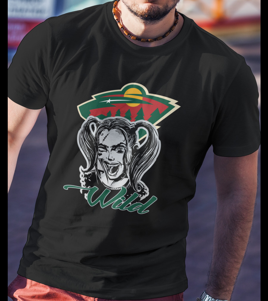 Harley Quinn Minnesota Wild Fans Wild Logo Mashup T-Shirt
