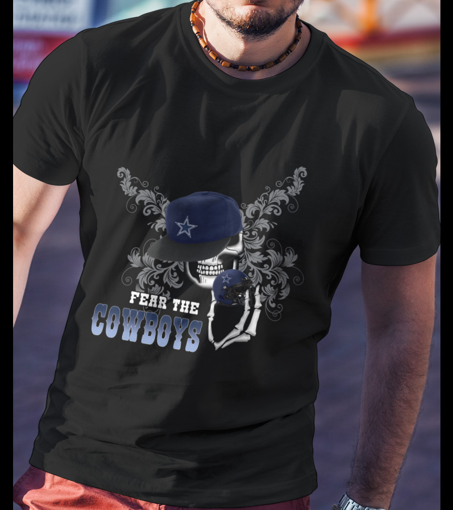 Fear The Cowboys Skull And Helmet T-Shirt