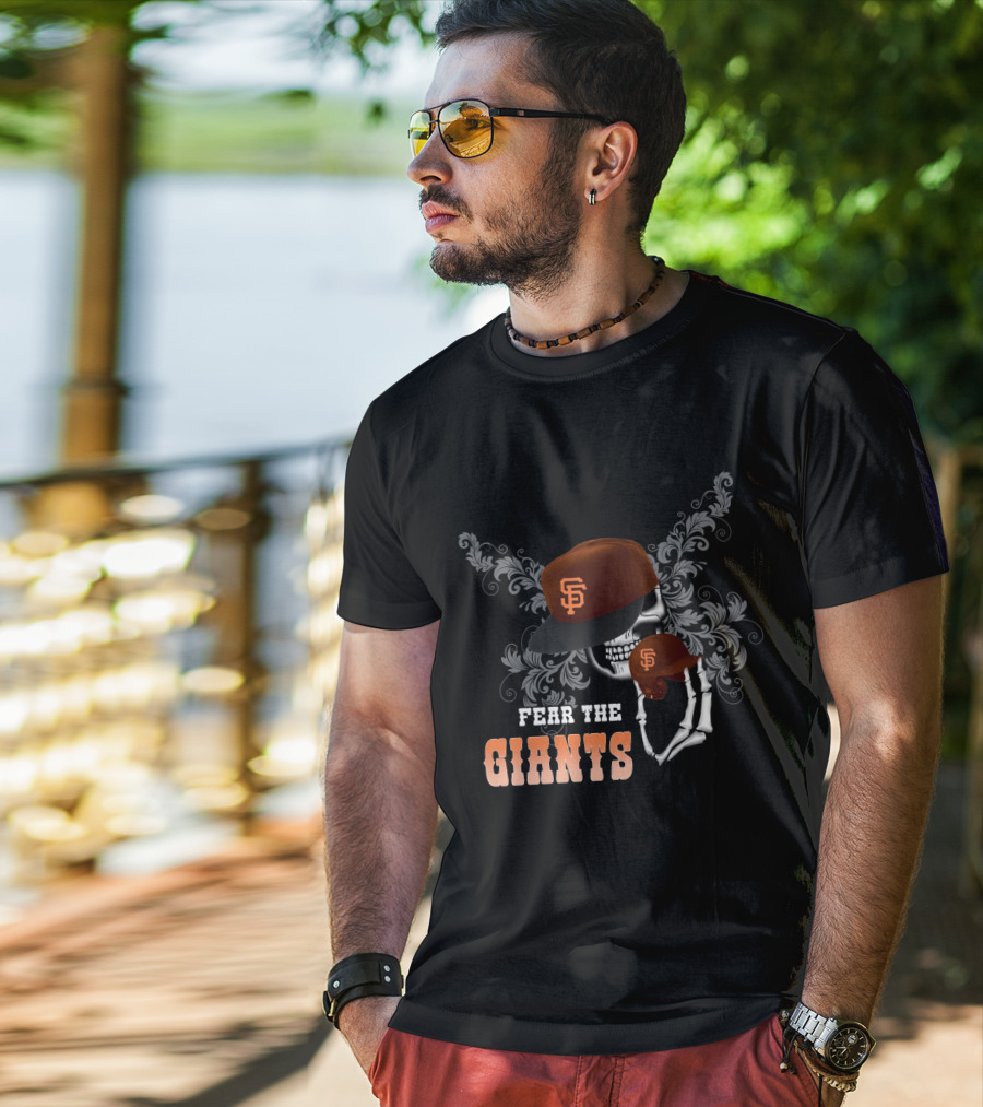 Fear The Giants San Francisco Skull Skeleton Baseball Cap T-Shirt