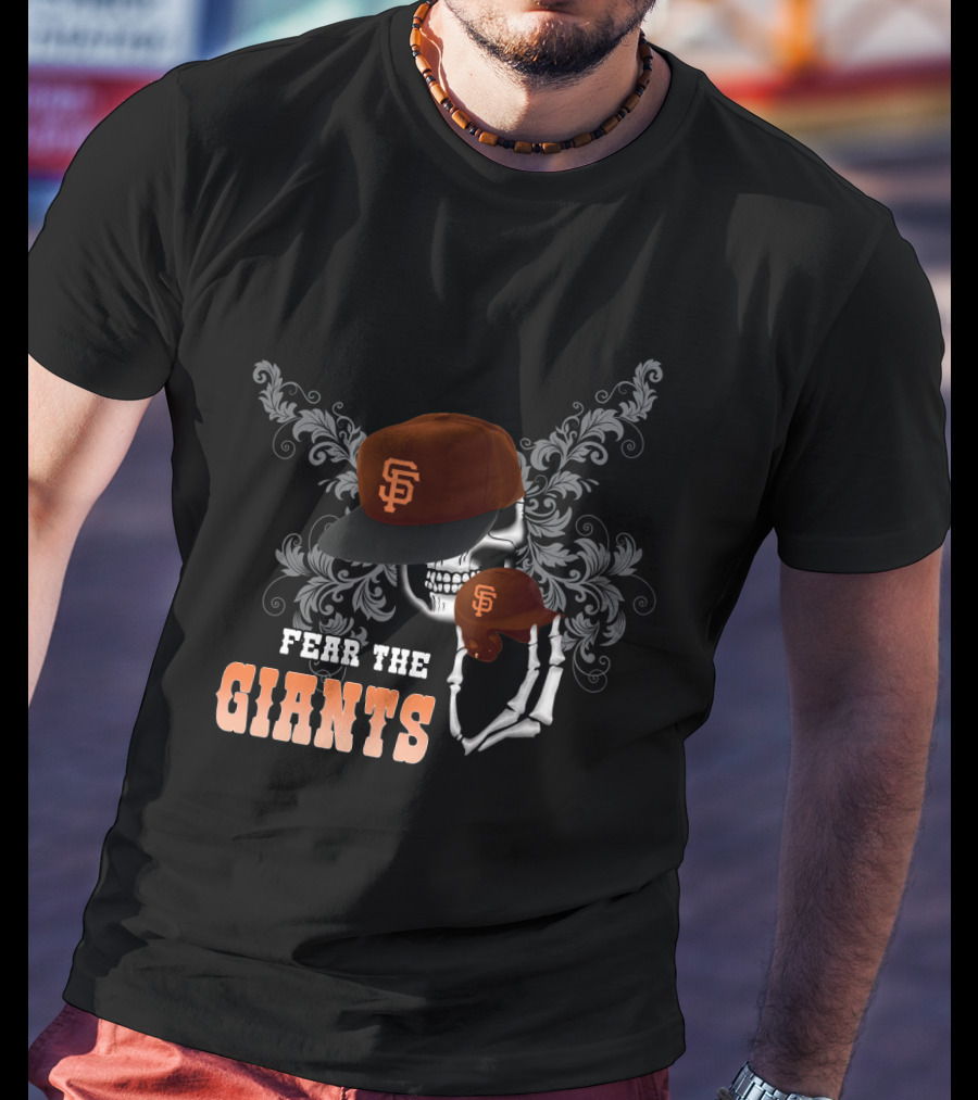Fear The Giants San Francisco Skull Skeleton Baseball Cap T-Shirt