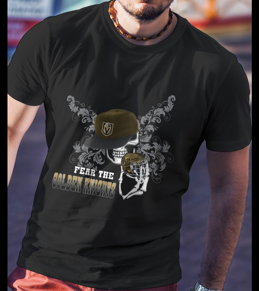Fear The Golden Knights Skull And Hockey Helmet T-Shirt