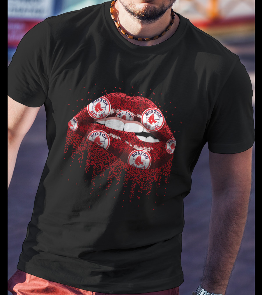 Boston Red Sox Glitter Lips Fan T-Shirt