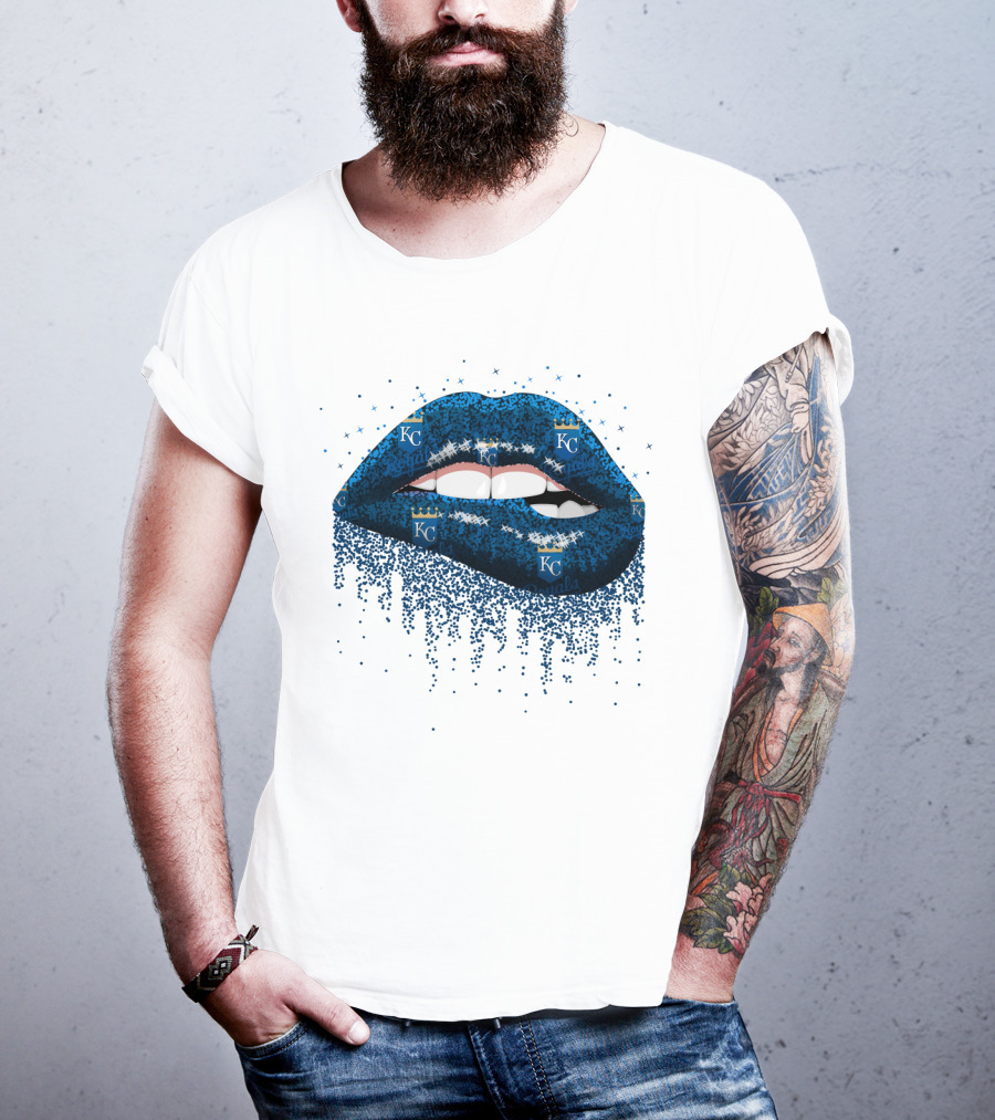 Kansas City Royals Glitter Blue Lips With KC T-Shirt