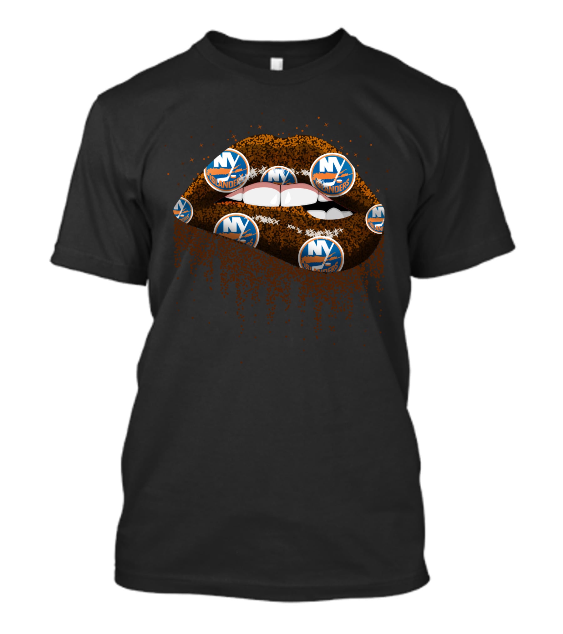 New York Islanders Glitter Lips Logo Fan Spirit T-Shirt