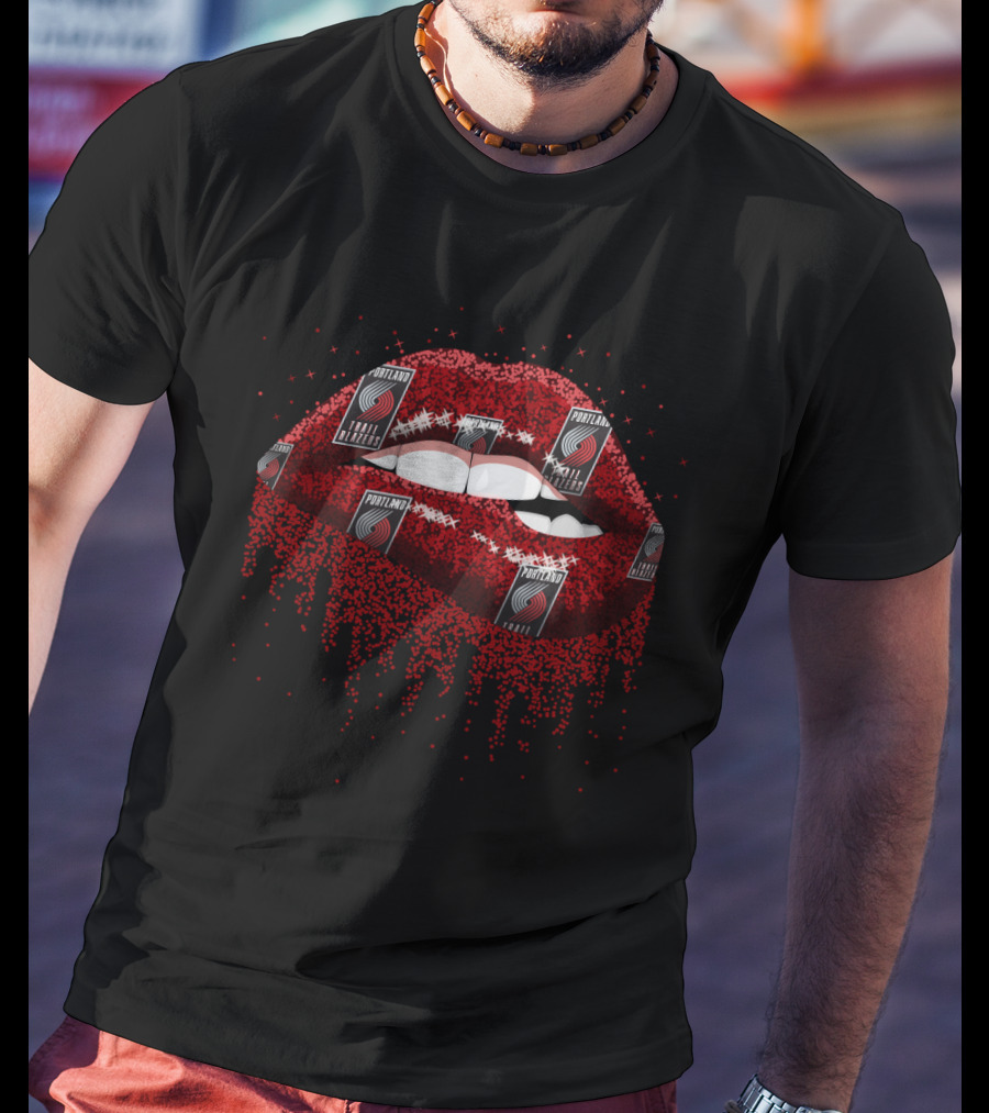 Portland Trail Blazers Red Lips Logo T-Shirt