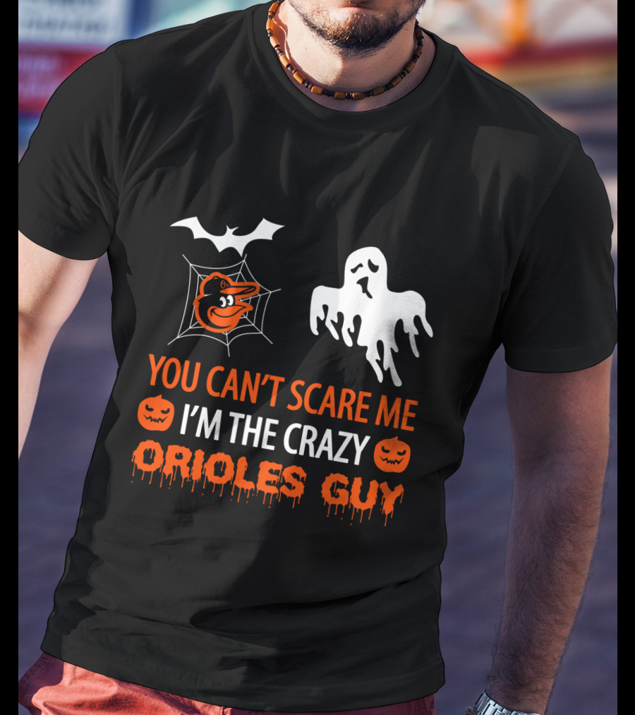 Crazy Orioles Guy Halloween Shirt With Ghost And Spiderweb T-Shirt