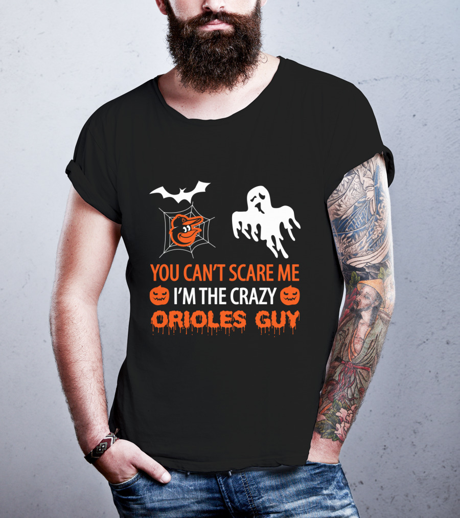 Crazy Orioles Guy Halloween Shirt With Ghost And Spiderweb T-Shirt