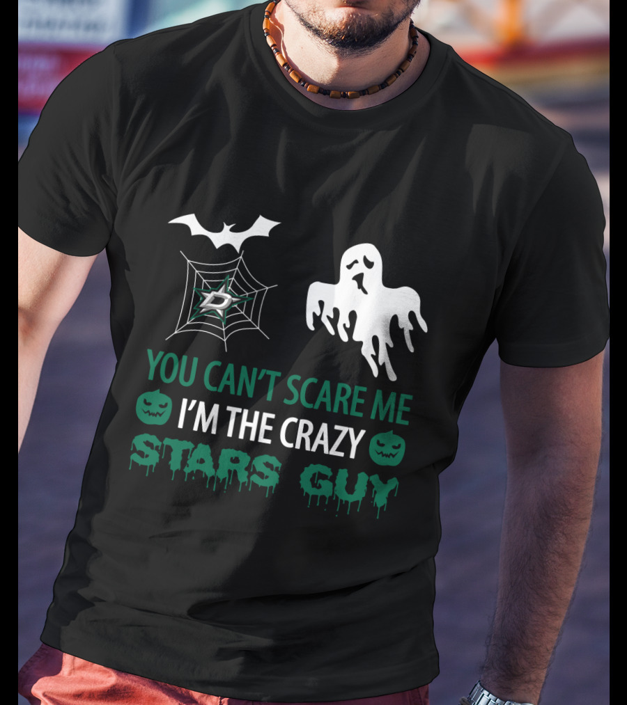 Dallas Stars Halloween Ghost Bat Spider Web Crazy Stars Guy T-Shirt