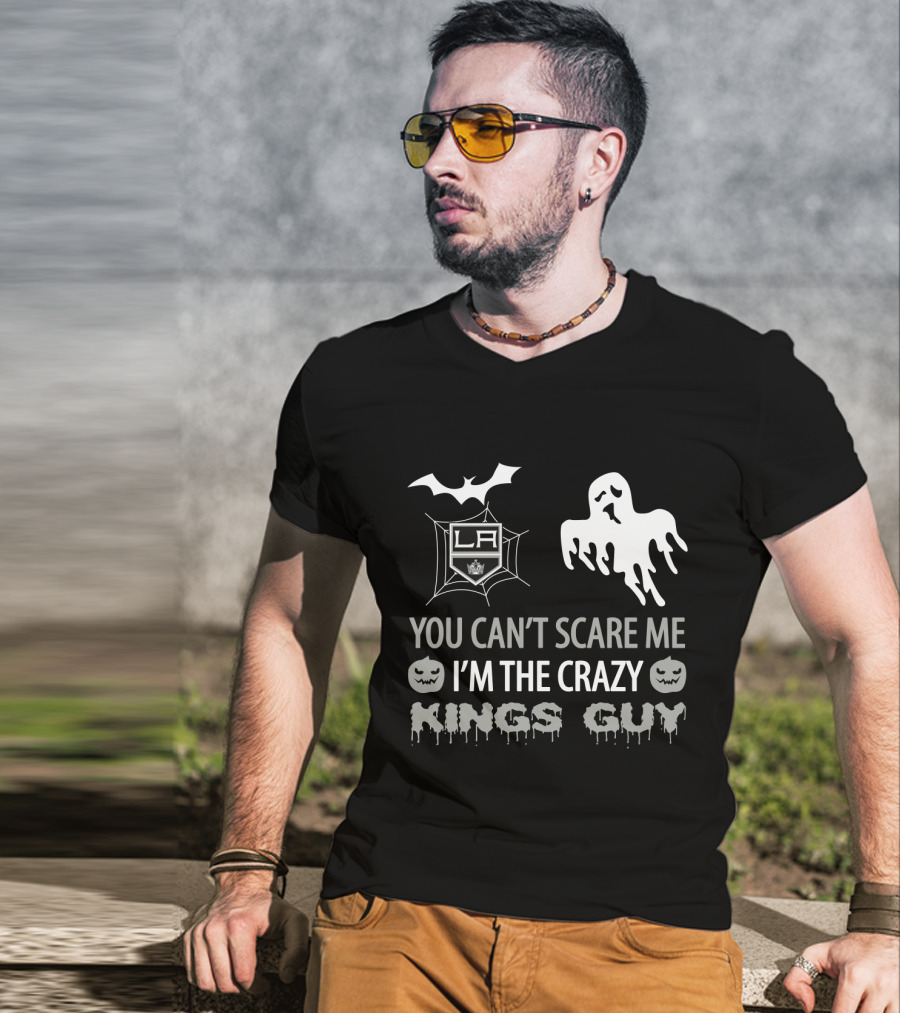 You Can't Scare Me I'm The Crazy LA Kings Guy Halloween Ghost Bat Pumpkin T-Shirt