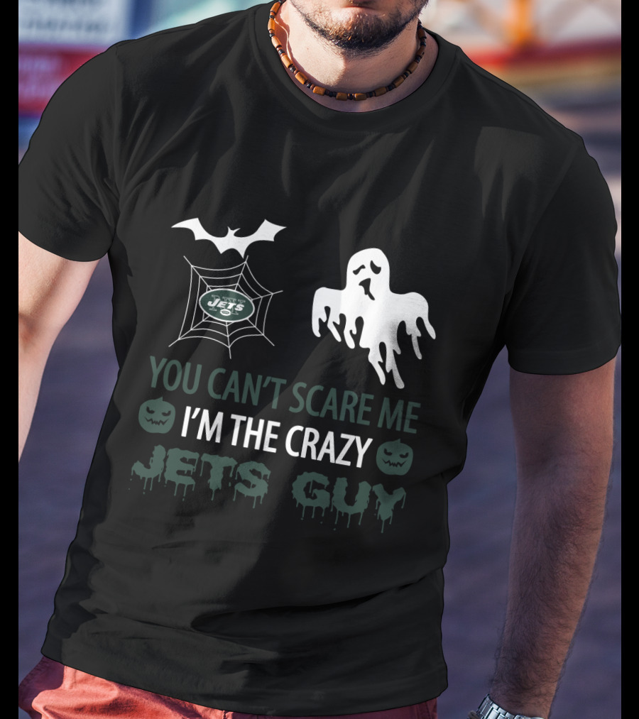 You Can't Scare Me I'm The Crazy Jets Guy Halloween Ghost Bat Web Theme T-Shirt
