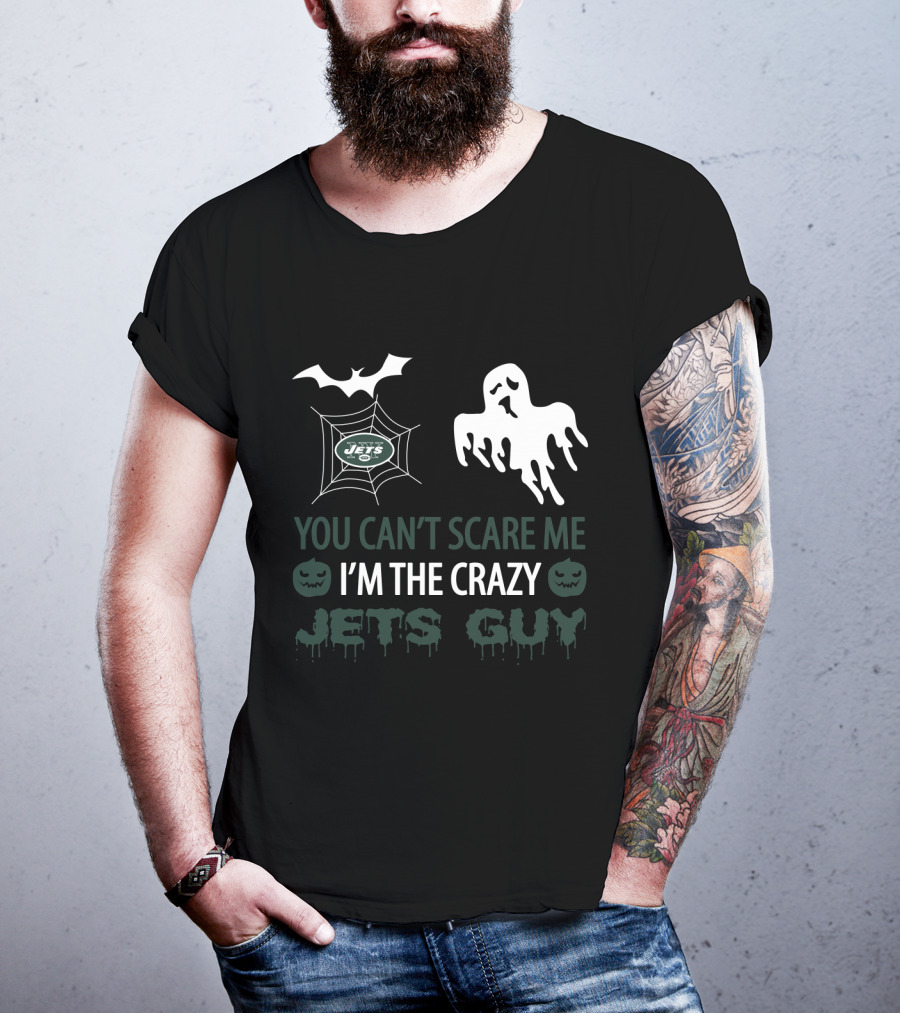 You Can't Scare Me I'm The Crazy Jets Guy Halloween Ghost Bat Web Theme T-Shirt