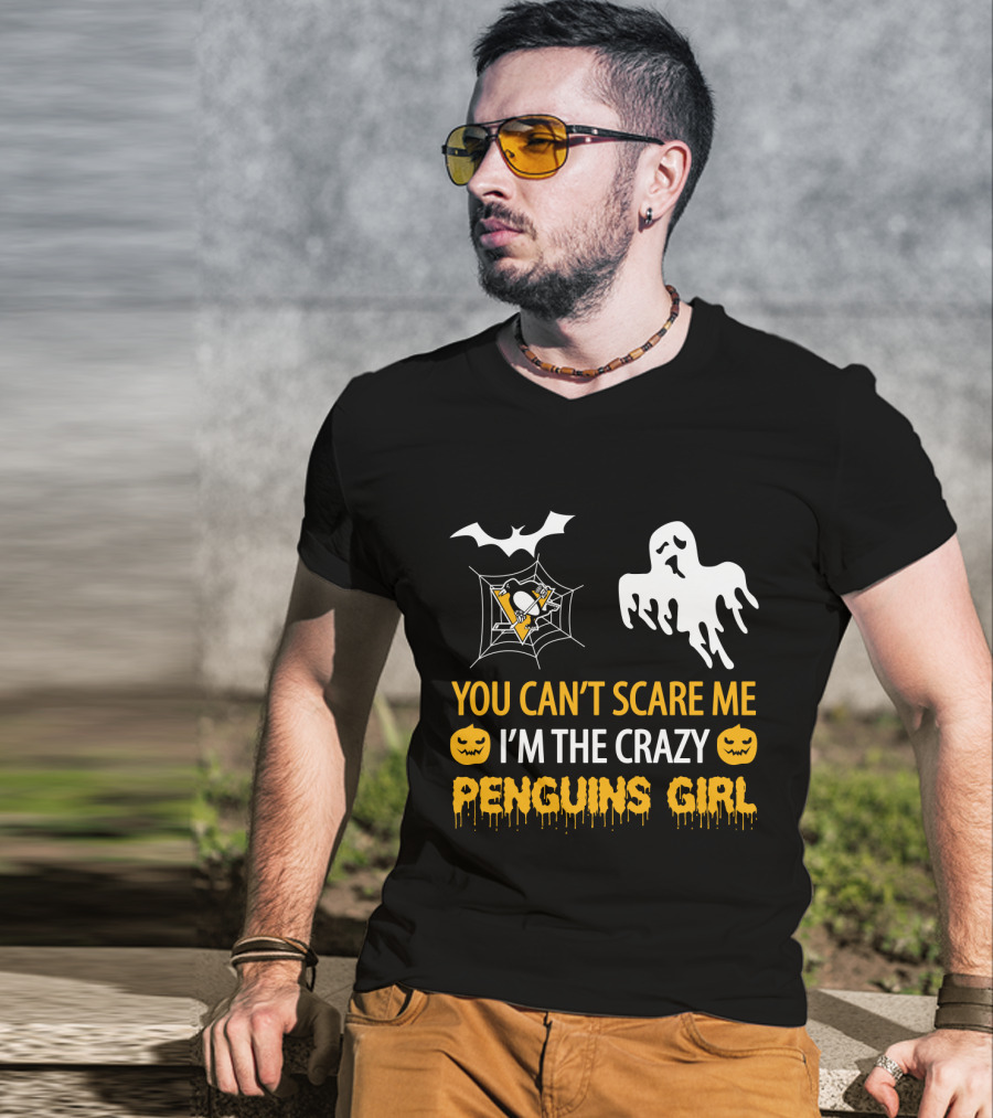 You Can't Scare Me I'm The Crazy Penguins Girl Halloween T-Shirt