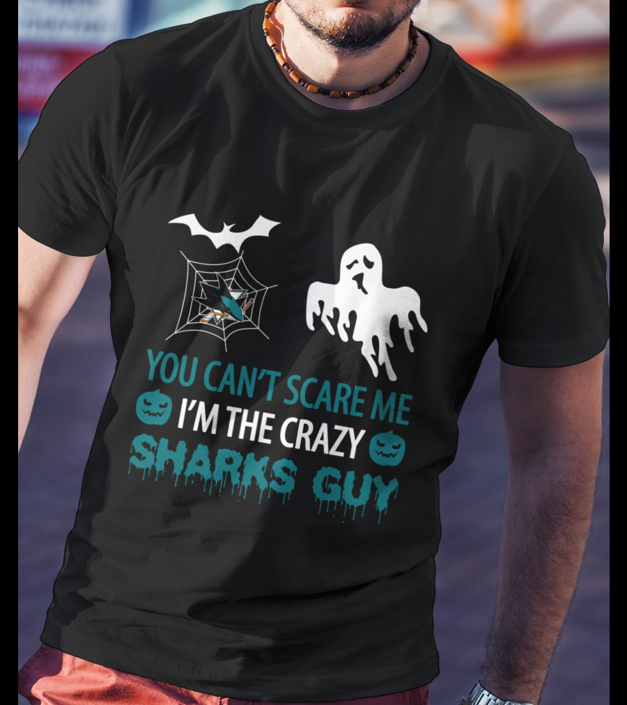 You Can’t Scare Me I’m The Crazy Sharks Guy Halloween Ghost Pumpkin Web T-Shirt