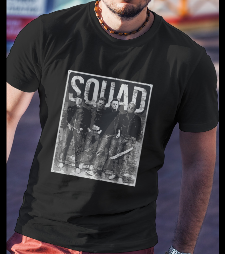 Squad Halloween Horror Masks And Weapons T-Shirt