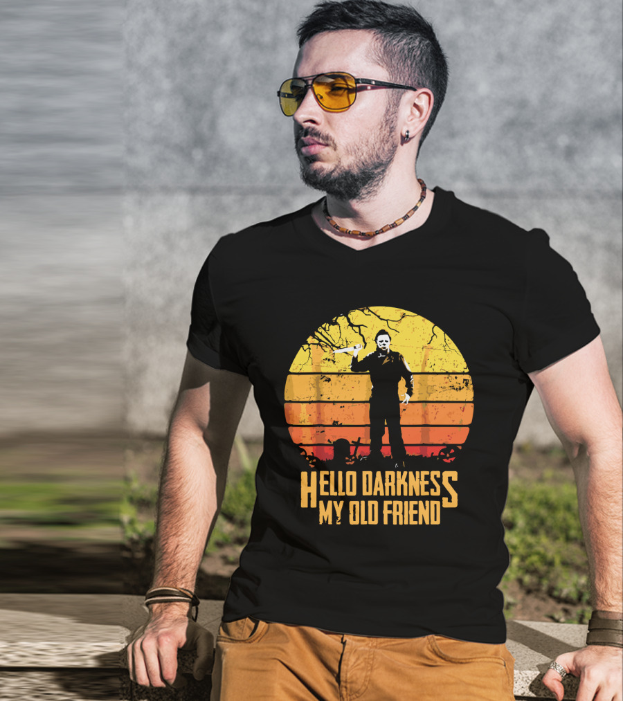 Hello Darkness My Old Friend Michael Myers Retro Sunset T-Shirt