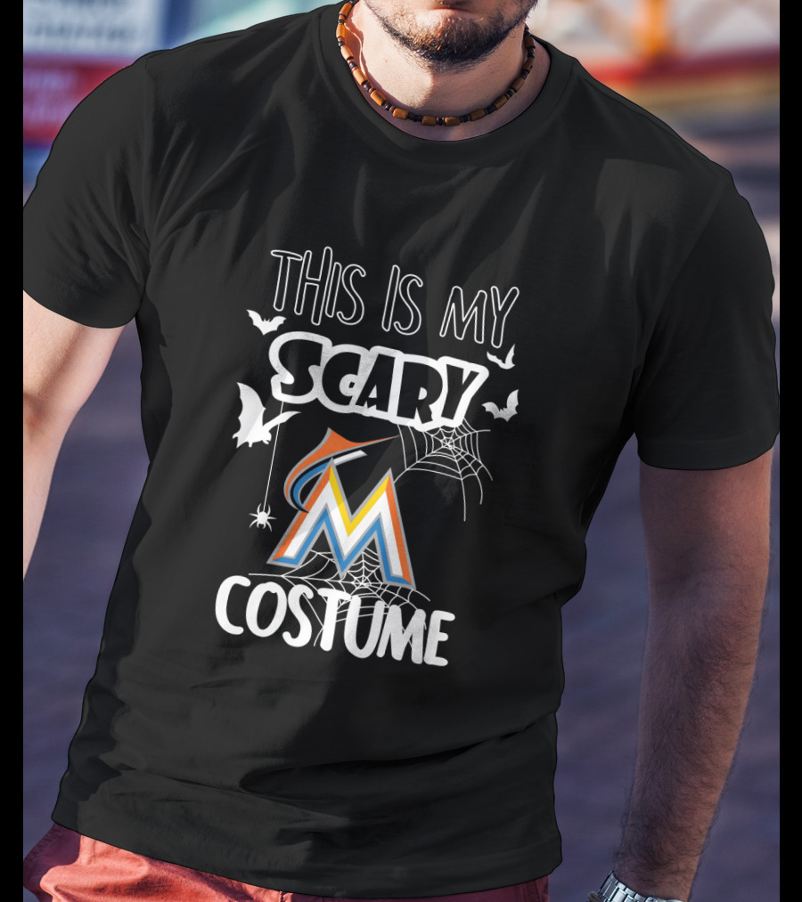 This Is My Scary Miami Marlins Costume With Bats And Spiderwebs T-Shirt