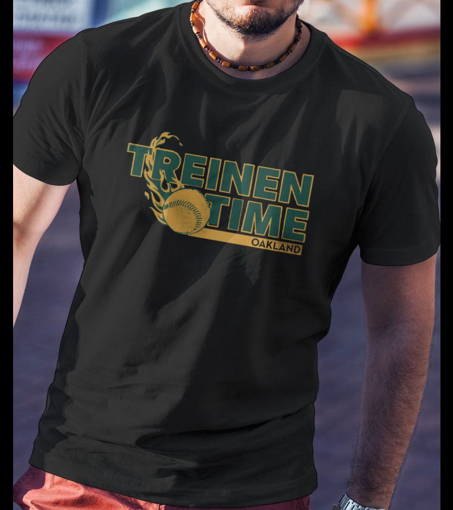 Treinen Time Oakland Baseball Flame Ball T-Shirt
