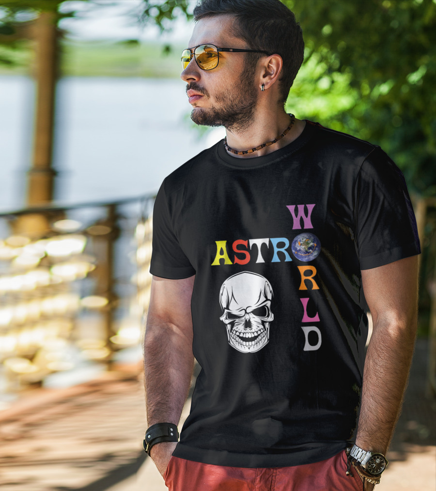 Astroworld Lettering Skull Earth Graphic Travis Scott T-Shirt