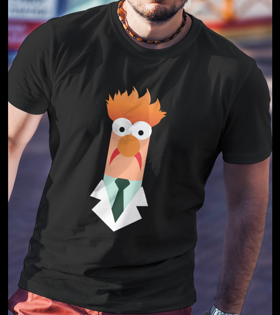 Beaker Character Muppets Scientist Iconic Lab Coat And Tie T-Shirt