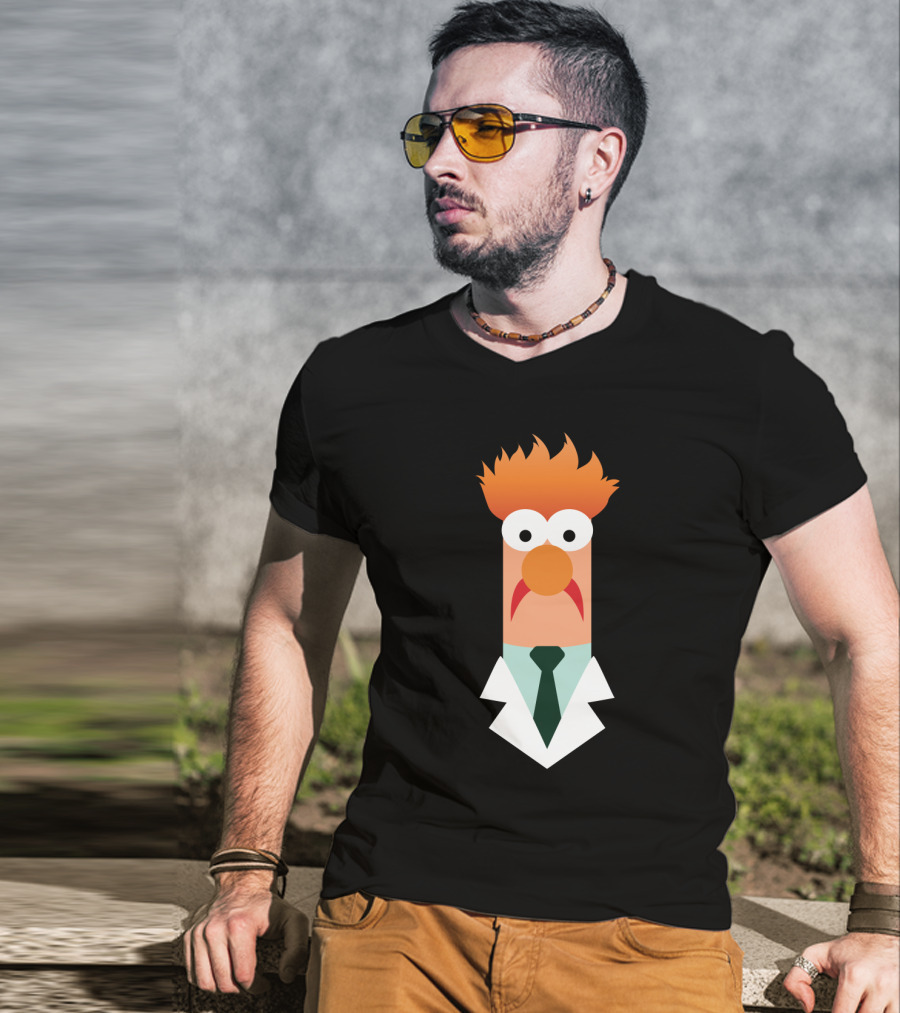 Beaker Character Muppets Scientist Iconic Lab Coat And Tie T-Shirt