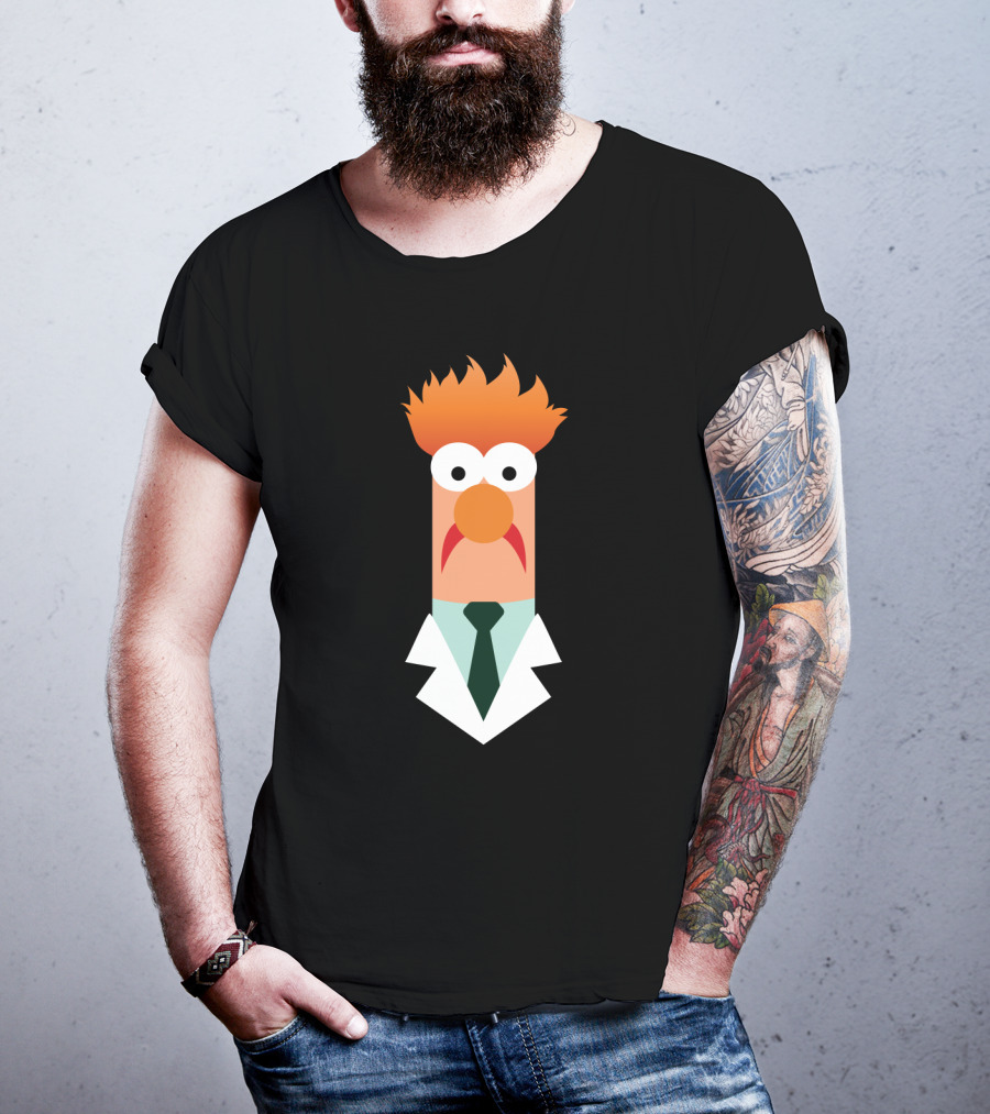 Beaker Character Muppets Scientist Iconic Lab Coat And Tie T-Shirt