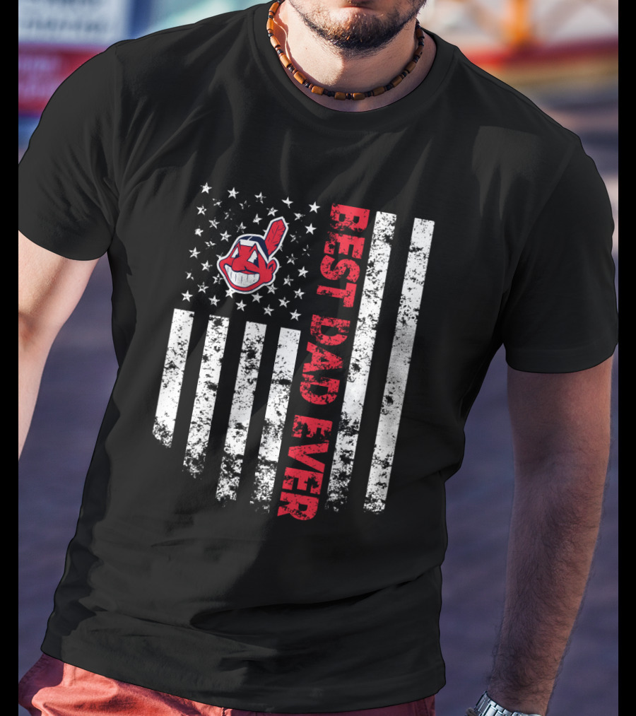 Best Dad Ever Cleveland Indians Vintage Flag T-Shirt