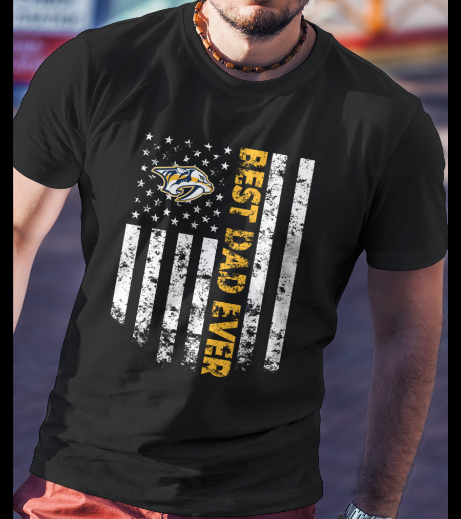 Best Dad Ever Nashville Predators Fan Flag T-Shirt