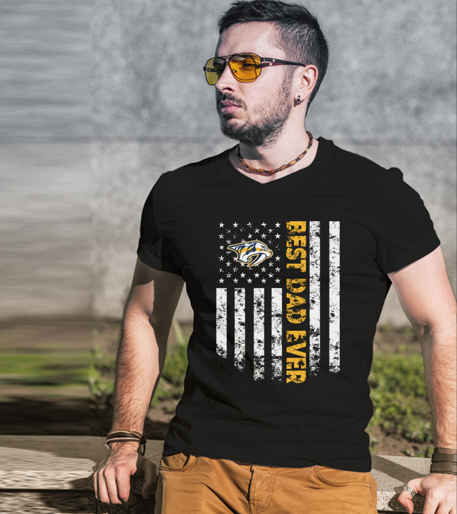 Best Dad Ever Nashville Predators Fan Flag T-Shirt