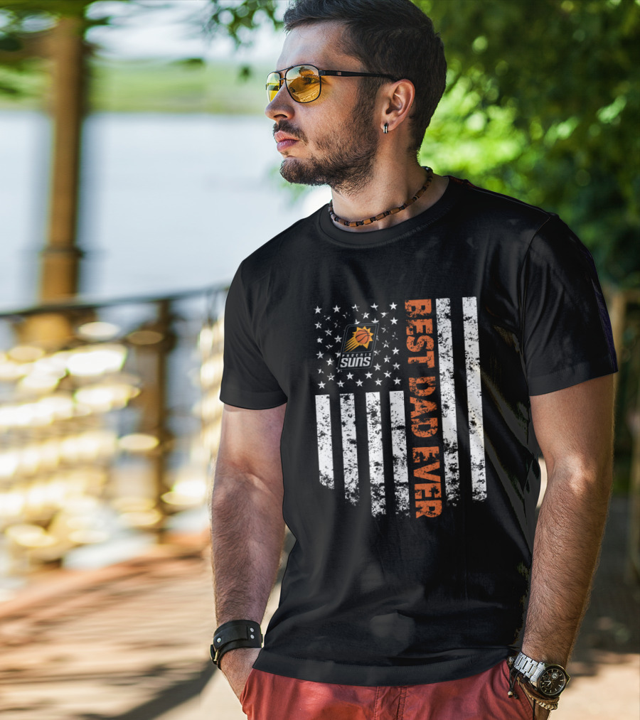 Best Dad Ever Phoenix Suns Logo American Flag T-Shirt