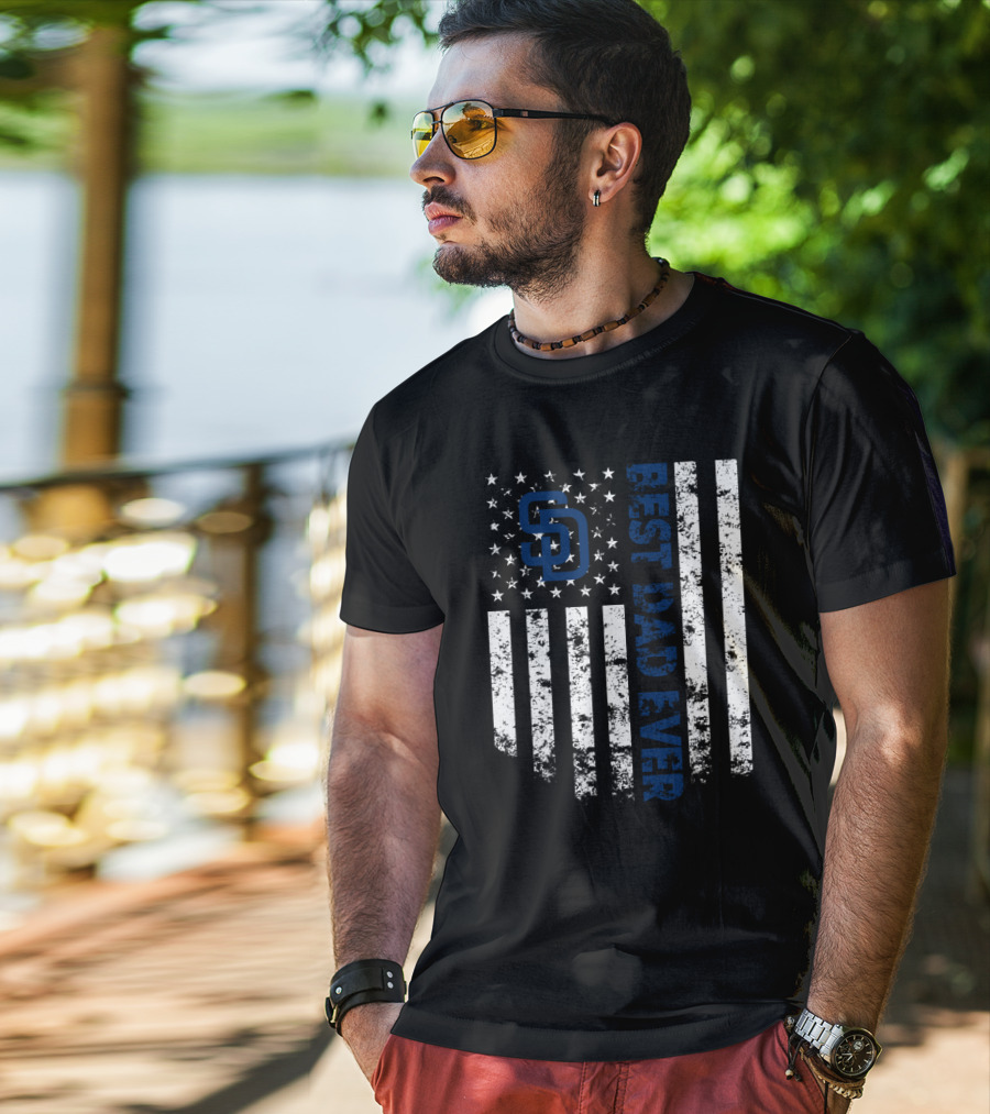 Best Dad Ever San Diego Padres American Flag T-Shirt