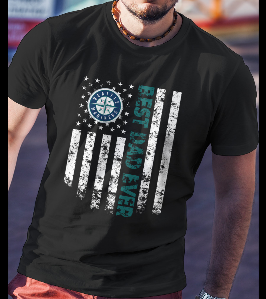 Seattle Mariners Best Dad Ever Distressed Flag T-Shirt