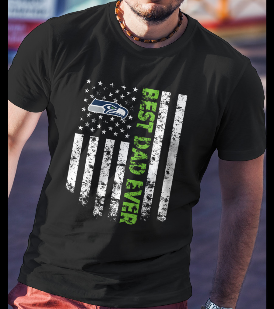 Best Seattle Seahawks Dad Ever Flag T-Shirt