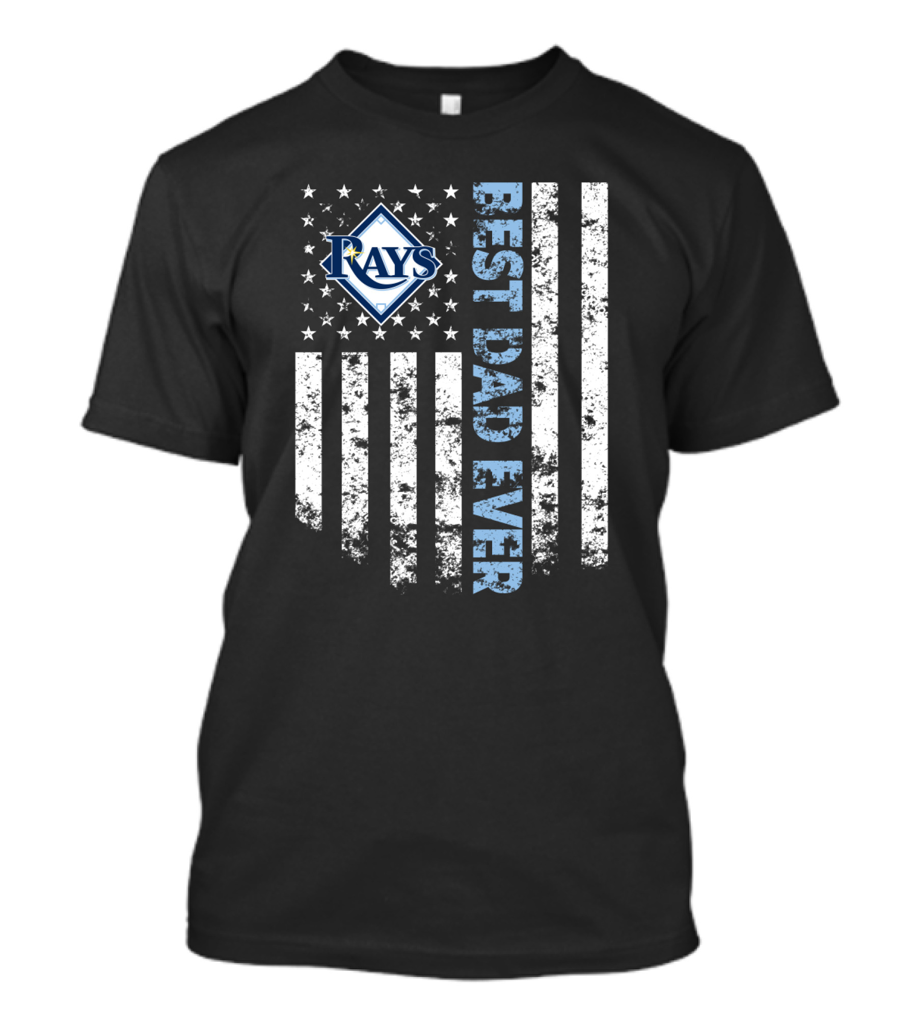 Rays Logo Best Dad Ever With American Flag Stripes T-Shirt