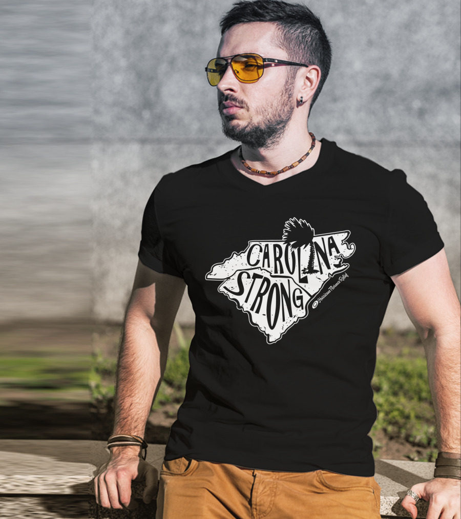 Carolina Strong Hurricane Florence Relief Map Design With Palmetto T-Shirt