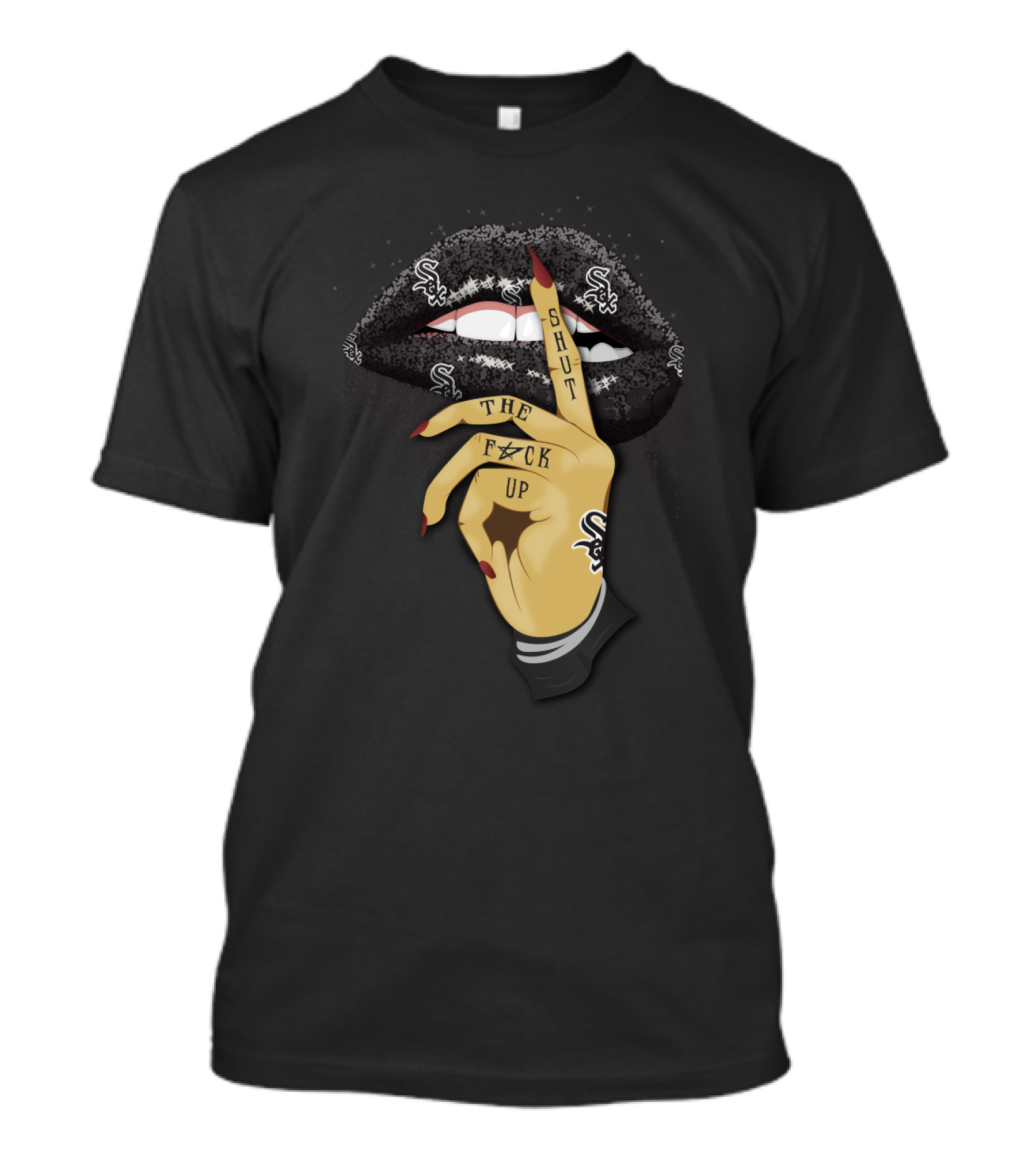 Chicago White Sox Glitter Lip Shut Up Tattoo T-Shirt