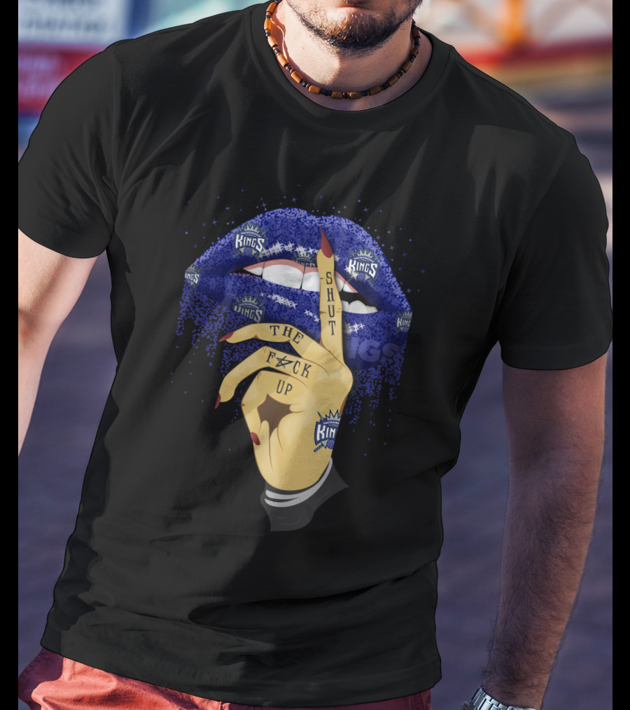 Sacramento Kings Lip Shut Up Hand Gesture T-Shirt
