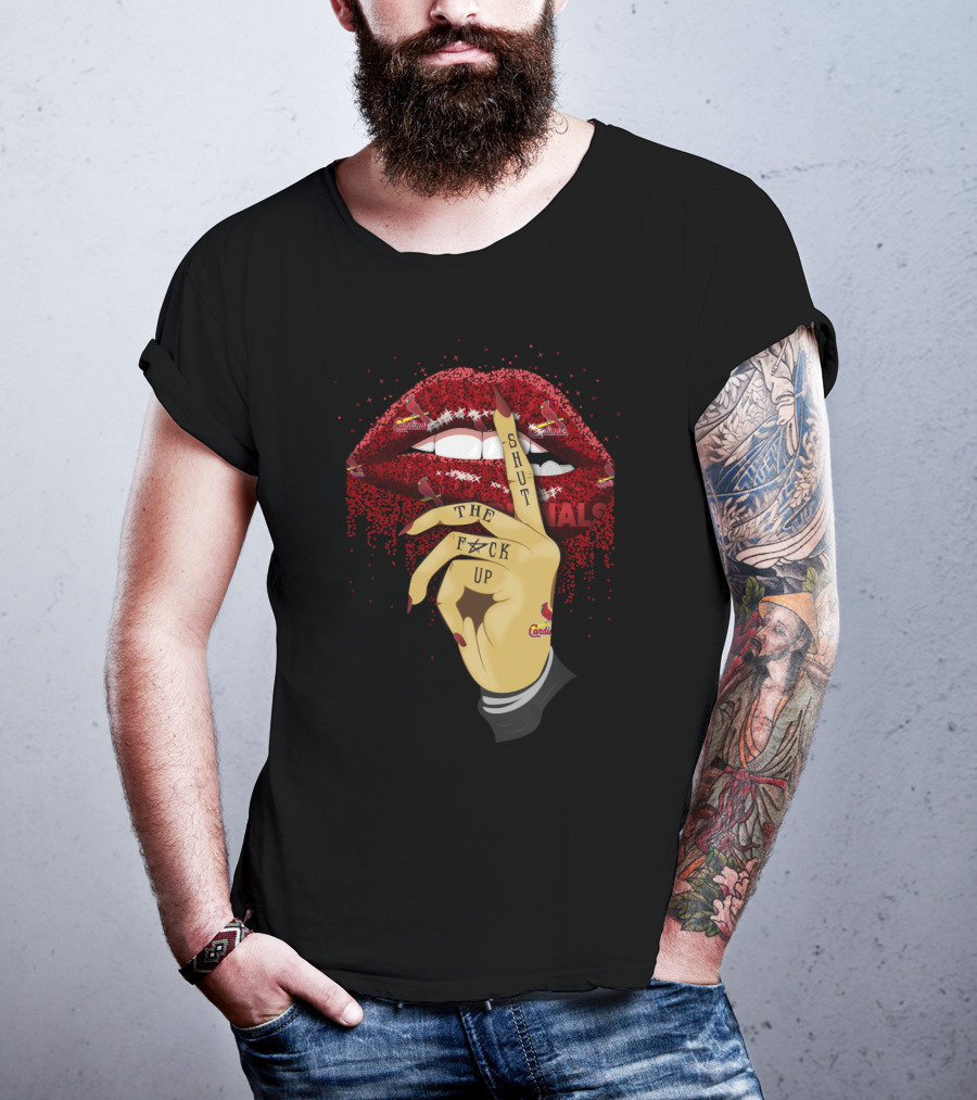 St Louis Cardinals Glitter Lips Shut Up Fan T-Shirt