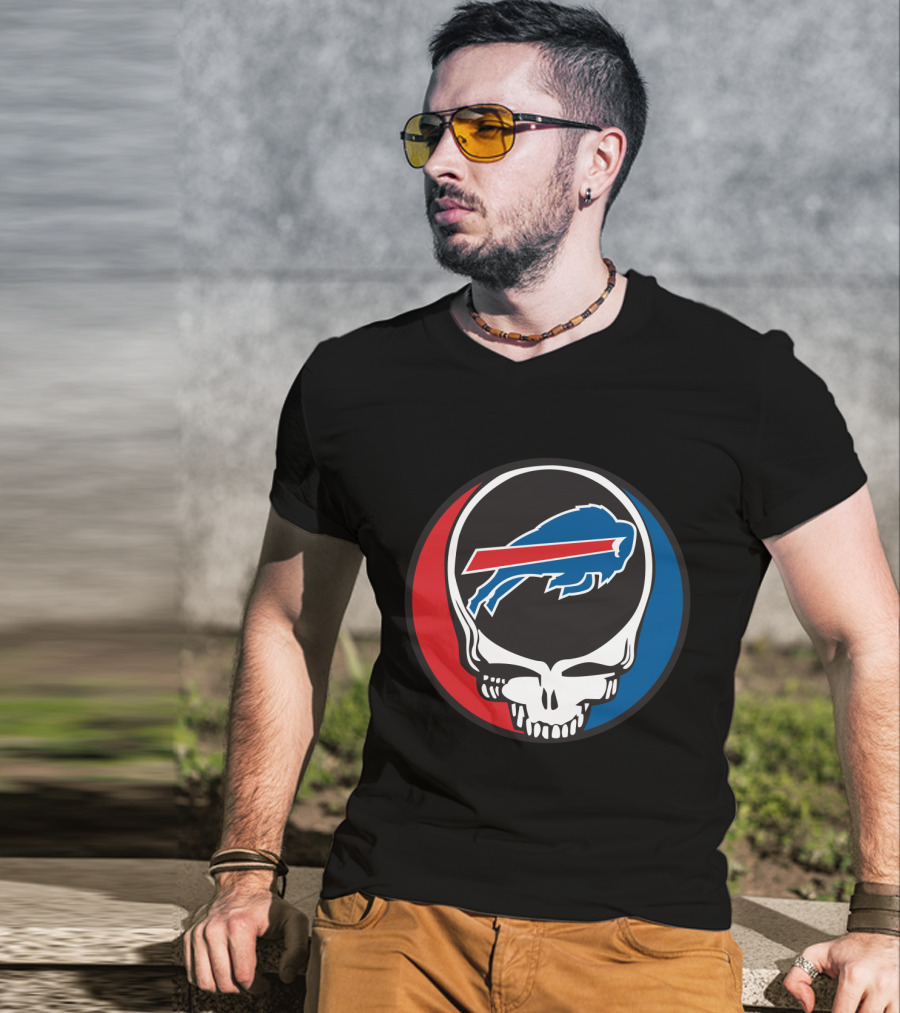 Buffalo Bills Grateful Dead Fan Skull Buffalo Logo Mark T-Shirt