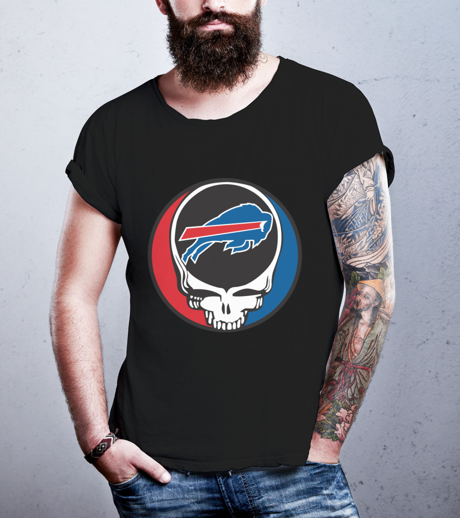 Buffalo Bills Grateful Dead Fan Skull Buffalo Logo Mark T-Shirt