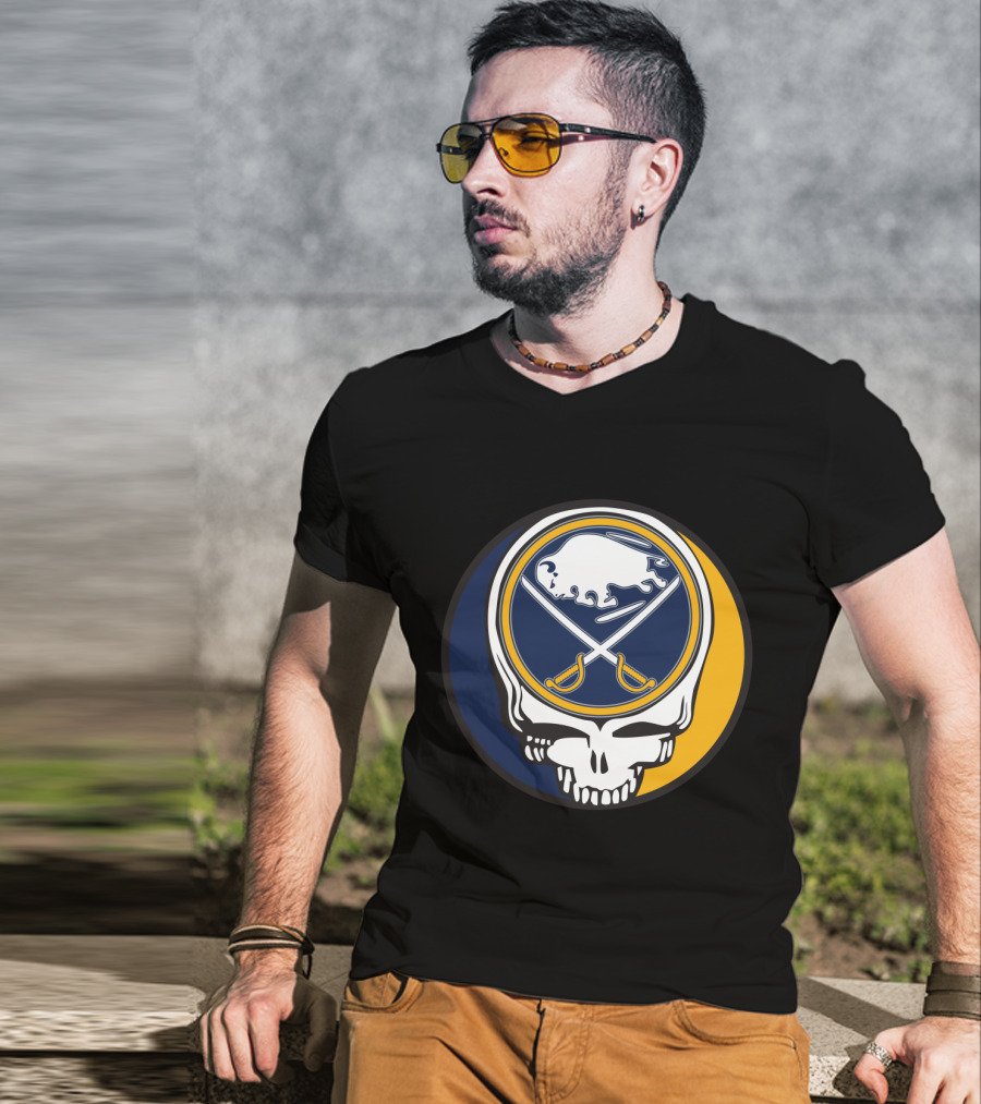 Buffalo Sabres Logo With Grateful Dead Skull Design For Fans T-Shirt
