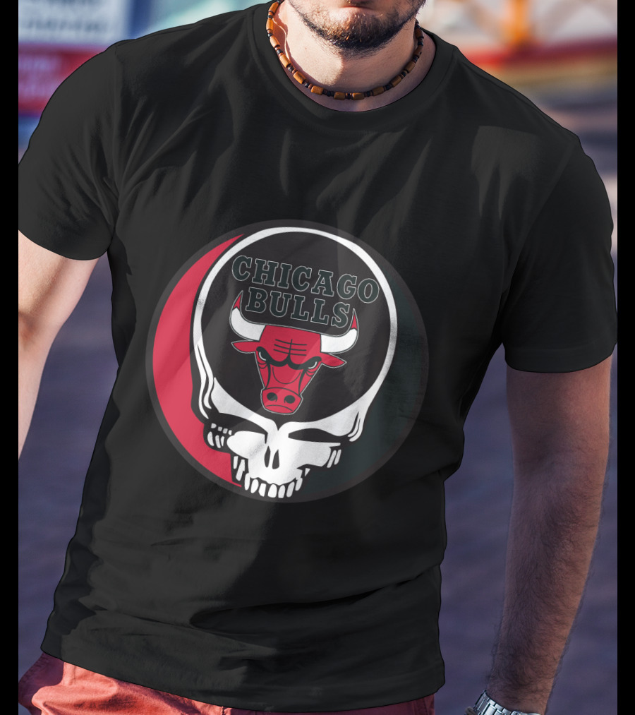 Grateful Dead Skull With Chicago Bulls T-Shirt