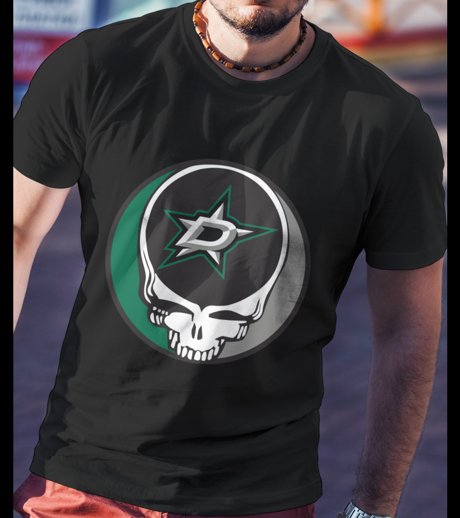 Dallas Stars Grateful Dead Skull Logo Fan T-Shirt