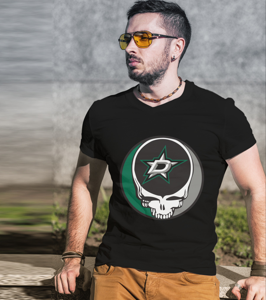 Dallas Stars Grateful Dead Skull Logo Fan T-Shirt