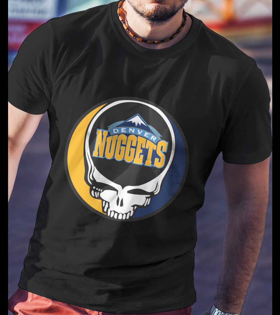 Denver Nuggets Grateful Dead Skull Logo With Mountain Symbol T-Shirt