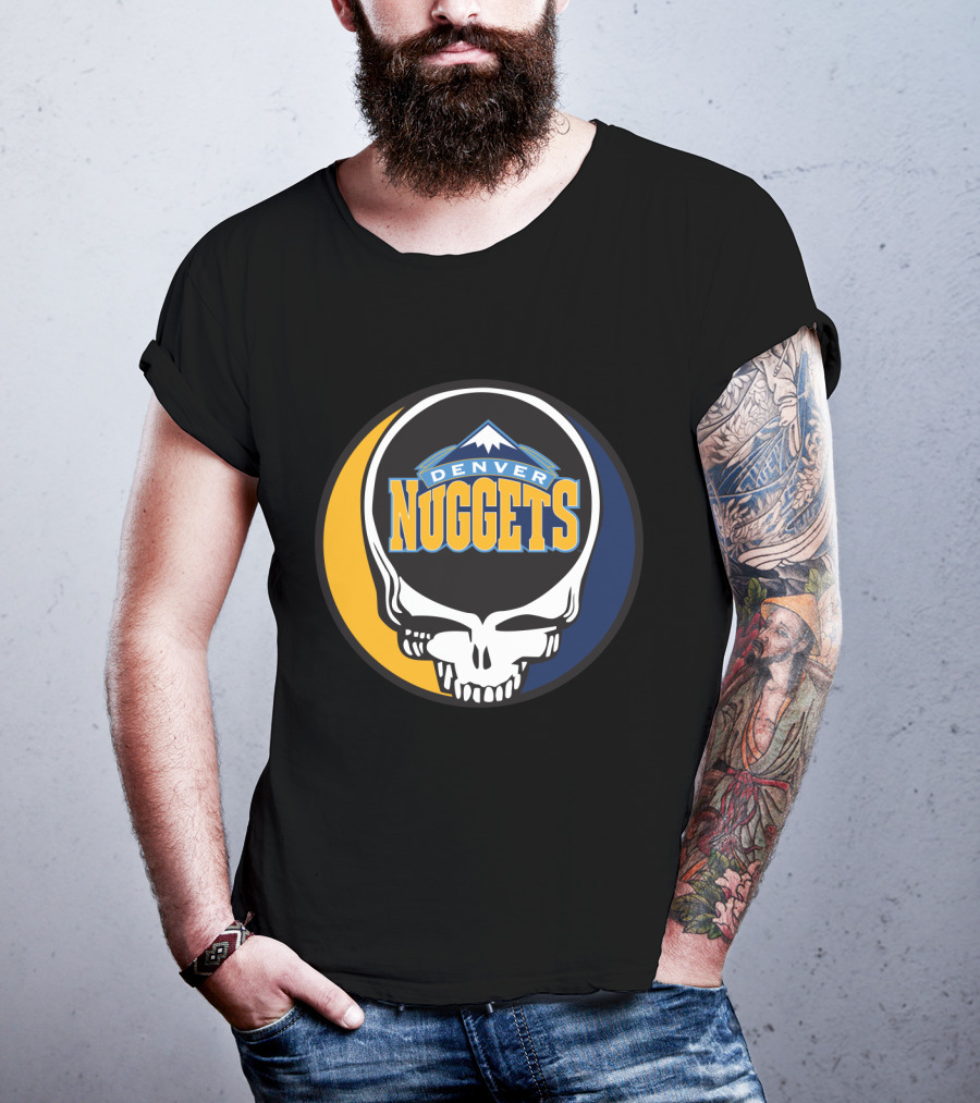 Denver Nuggets Grateful Dead Skull Logo With Mountain Symbol T-Shirt