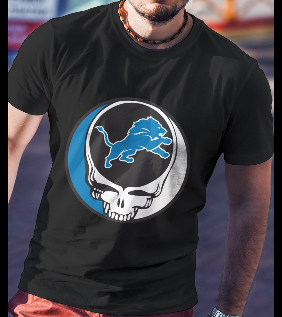 Detroit Lions Fans Grateful Dead Logo Fusion T-Shirt