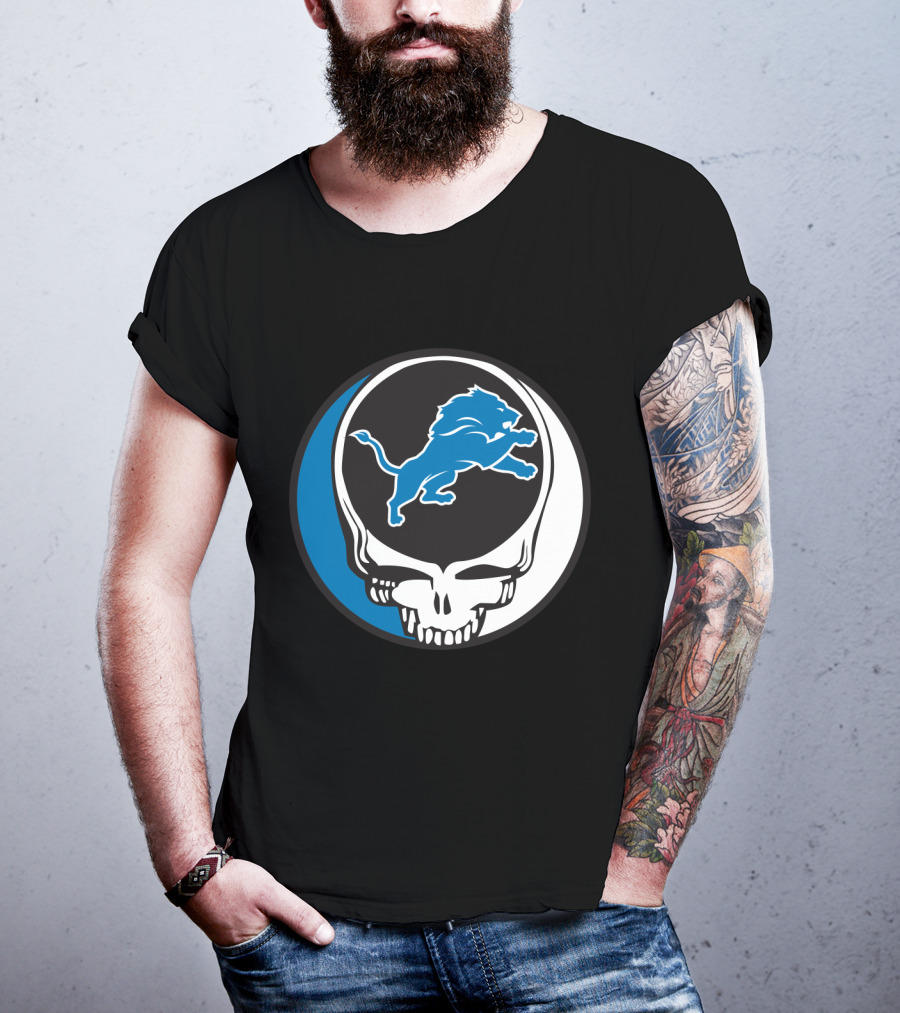 Detroit Lions Fans Grateful Dead Logo Fusion T-Shirt
