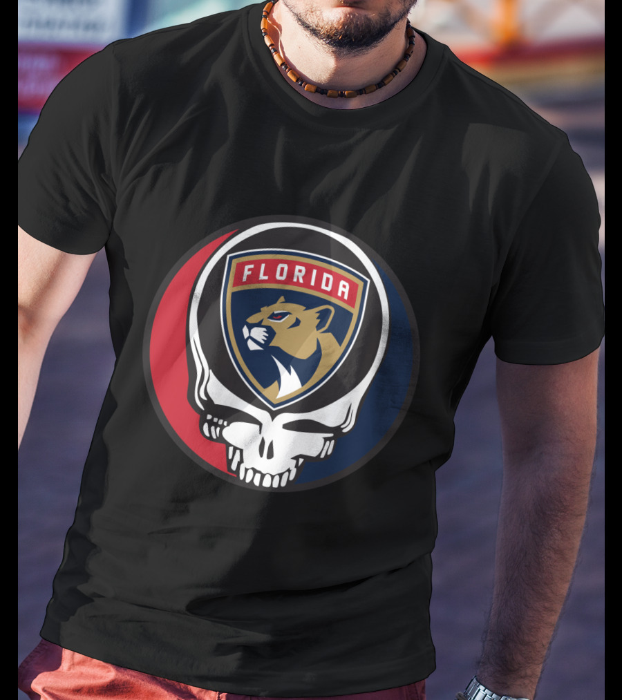 Grateful Dead Skull With Florida Panthers Logo For Fans T-Shirt