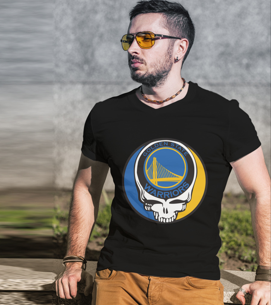 Golden State Warriors Grateful Dead Skull Bridge T-Shirt