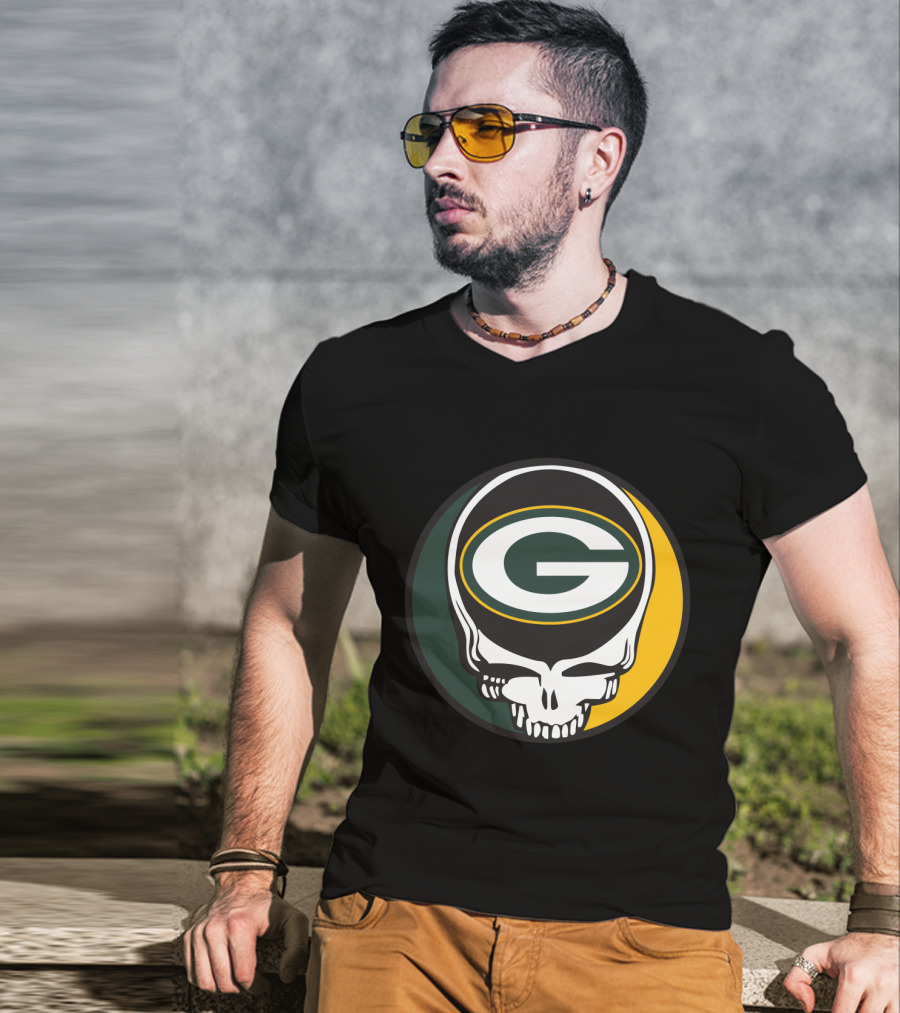 Grateful Dead Green Bay Packers Skull Logo Fans T-Shirt